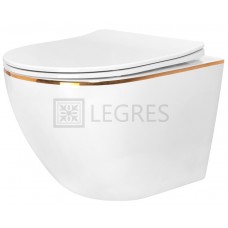 Унитаз Rea Carlo mini white gold edge + сиденье дюропласт (REA-C1222)