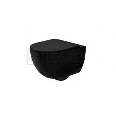 Унитаз Carlo Mini Rimless 48x37 black mat + сиденье дюропласт soft-close (REA-C8489)