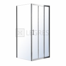LEXO душова кабіна 100 * 80 * 195см з 3хсекціонной розсувними дверима, прозоре скло 6мм, хром