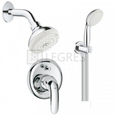 Душевой набор Grohe Euroeco New + смеситель для ванны + верхний душ, хром (26000005)