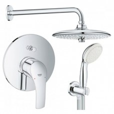Душевой набор Grohe Eurosmart + верхний душ + смеситель для ванны, хром (25183SC1)